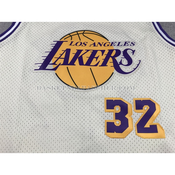 Maillot Los Angeles Lakers Magic Johnson NO 32 Mitchell & Ness Chainstitch Creme